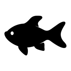 Obraz premium Simple black silhouette of a fish with visible fin and eye