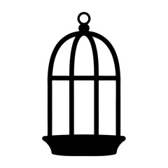 Silhouette illustration of an antique decorative birdcage isolated on a white background