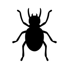 Silhouette of a sixlegged insect with antennae and body segments