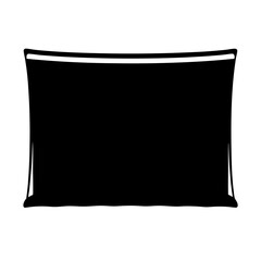 Black Rectangular Pillow Silhouette with White Outline on a White Background