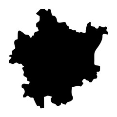Monochrome silhouette map of Cherkasy Oblast Ukraine administrative region