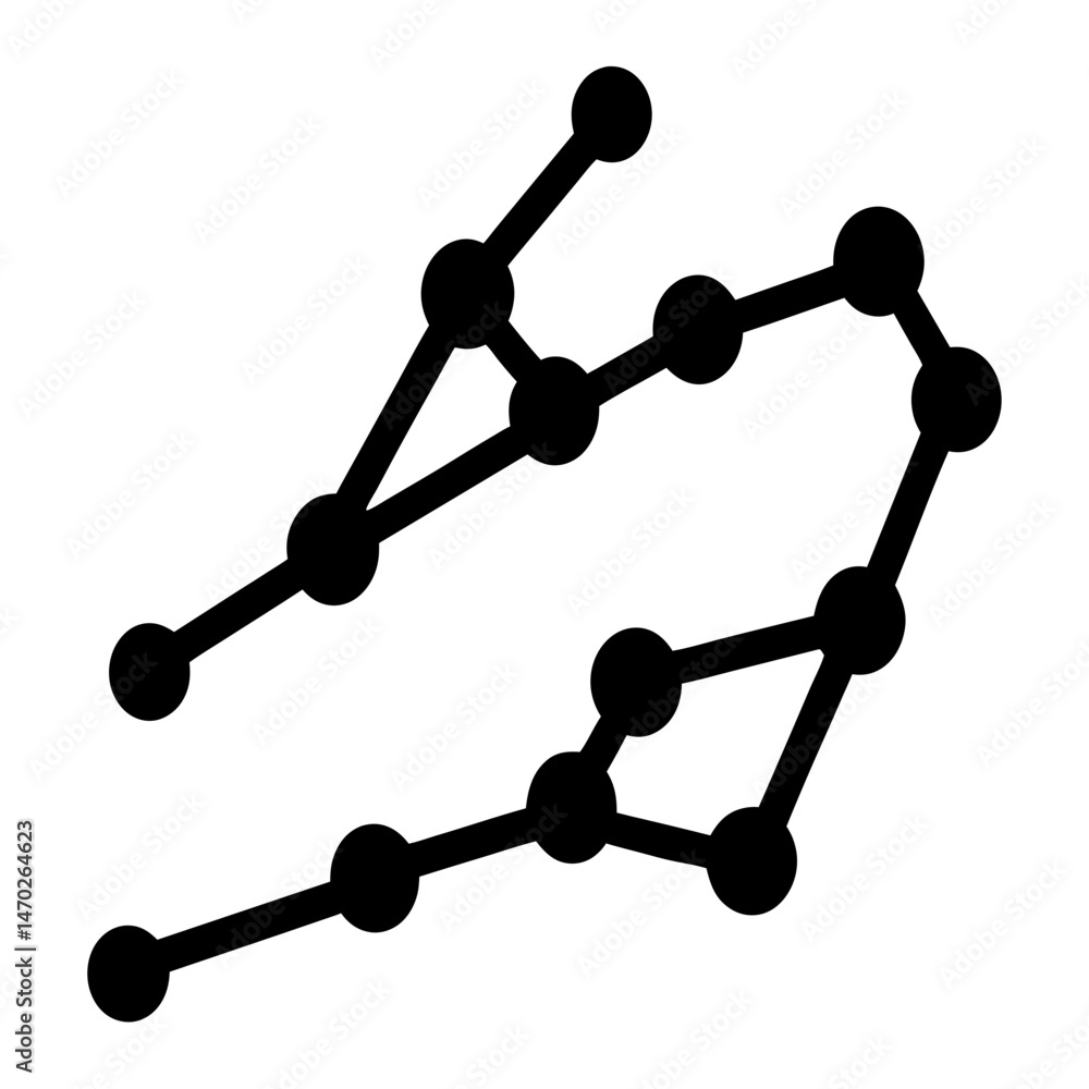 Poster connected dots and lines in a network or scientific diagram representation