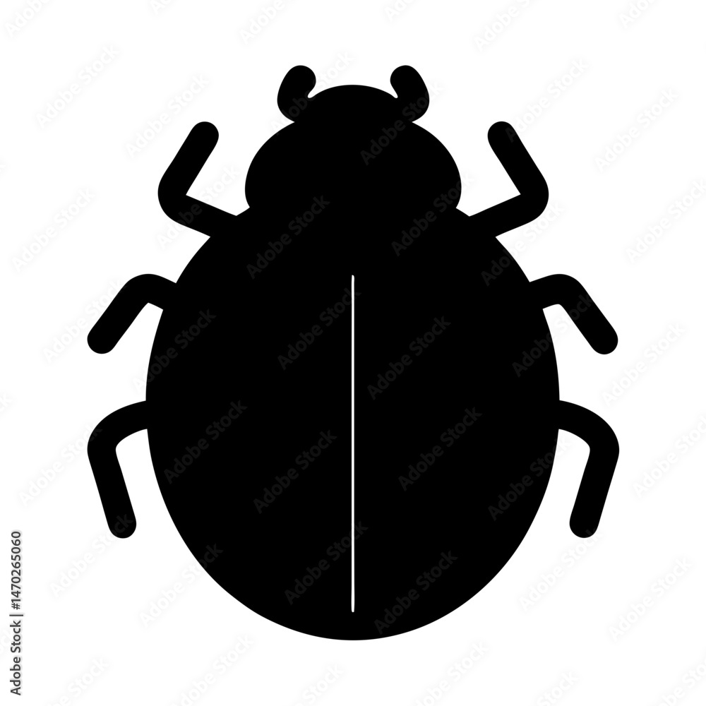 Poster silhouette of a ladybug with clean simple design on a white background