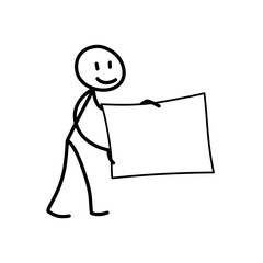 Stickman Doodle Character. Hand Drawn Action Pose Vector Illustration