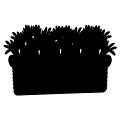 Silhouette of overflowing basket filled with decorative grass and plants for display