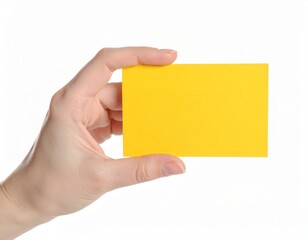 Hand holding an empty business card, mock up template