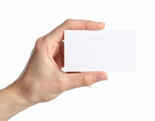 Obraz premium Hand holding an empty business card, mock up template