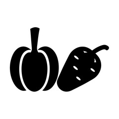 Stylized simple image of two vegetables a bell pepper and a pumpkin