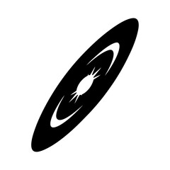 Abstract Black and White Image Depicting an Elliptical Space Object