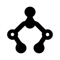 Black silhouette of a connected molecular or structural network on white backdrop