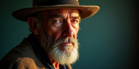 Portrait of an elderly man with a hat