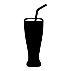 Silhouette of a refreshing beverage in a tall glass with straw