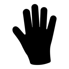 Black silhouette of a hand with four fingers showing on white
