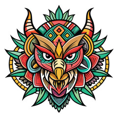 Obraz premium Vibrant tribal owl mask design