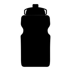 Isolated black silhouette of a reusable water bottle on a white background