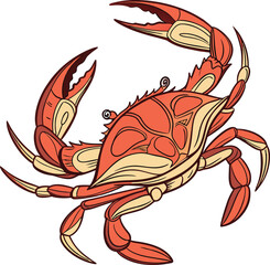 Colored Crab Design Illustration. Artistic Crab Color Design. Colorful Crab Graphic Artwork. Crab Inspired Colorful Design. Modern Crab Shell Design Concept