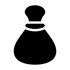 Stylized vector representation of an old fashioned bag in solid black