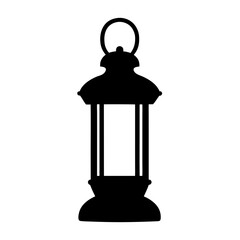 Silhouette of a traditional lantern with a handle and ornate base