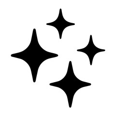 Four black stars against a white background indicating a shine effect