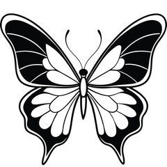 silhouette butterfly clipart on white background