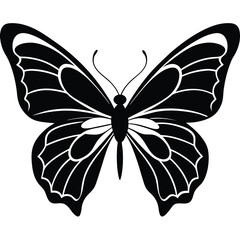 silhouette butterfly clipart on white background