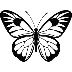 silhouette butterfly clipart on white background