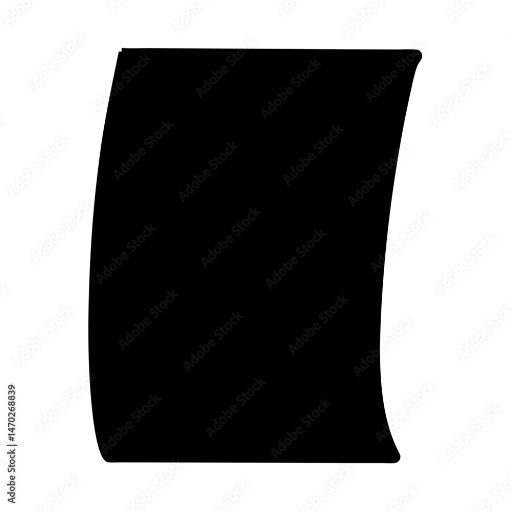 Poster black abstract shape on white backdrop with curved left and right edges