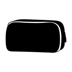 Stylized black and white vector graphic of a rectangular toiletry bag