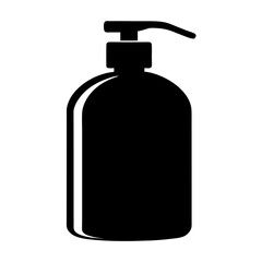 Black silhouette of a hand soap dispenser, perfect for bathroom graphics