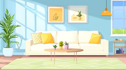 Sunny Living Room Interior Design. (12)