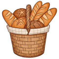 Brown Wooden Basket Filled with Assorted Breads