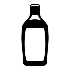 Stylized Black Bottle Silhouette with a Blank Label Area for Design