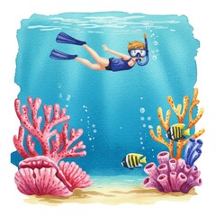 Girl Snorkeling in Vibrant Coral Reef
