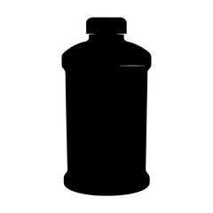 Silhouette of a Plastic Bottle for Liquid Goods Isolated on White