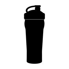 Black silhouette of a protein shaker bottle used for fitness nutrition