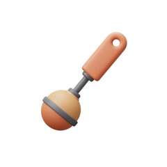 3D Render of a Cute Orange and Beige Baby Rattle