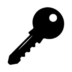 Simple black and white illustration of a standard door or lock key