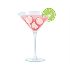 Pink Lychee Martini Cocktail with Lime Garnish