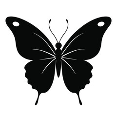 silhouette butterfly clipart on white background