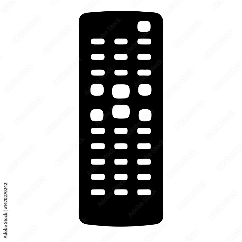 Poster black silhouette of a remote control with many buttons for control