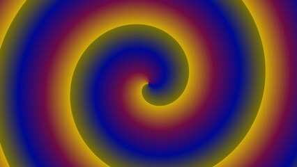 Hypnotic spiral in shades of blue, purple, and gold