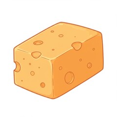 Orange Block of Cheese Illustration