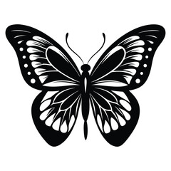 silhouette butterfly clipart on white background