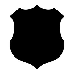 Classic black shield silhouette with smooth curves isolated on a white background