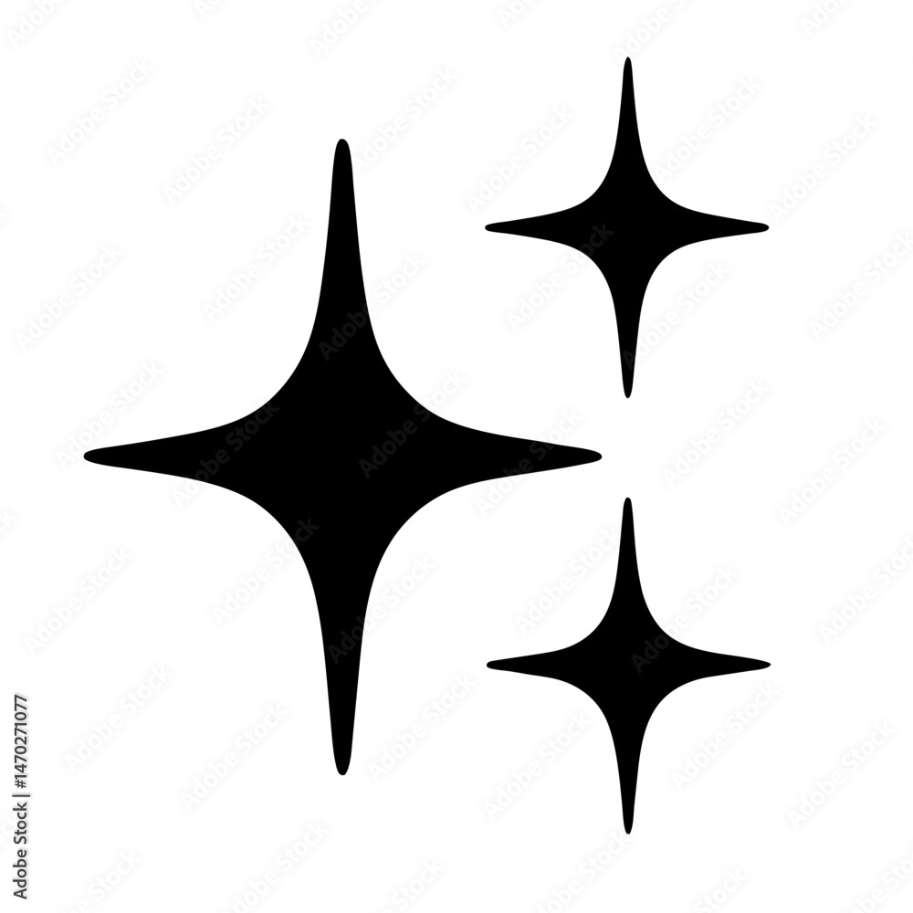 Poster vector image of three four pointed stars showing shine and sparkle
