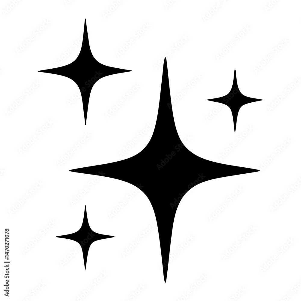 Poster four pointed stars creating a clean and minimalist sparkle design element
