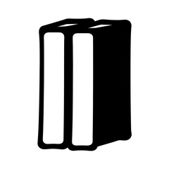 Two abstract black and white books standing side by side on the shelf