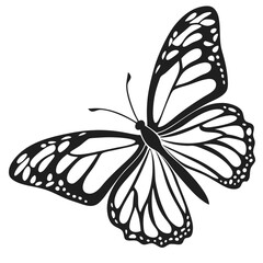 silhouette butterfly clipart on white background