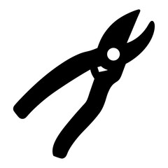 Silhouette image depicting a pair of open joint pliers in black