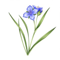 Fototapeta premium Watercolor Painting of Delicate Blue Wildflower
